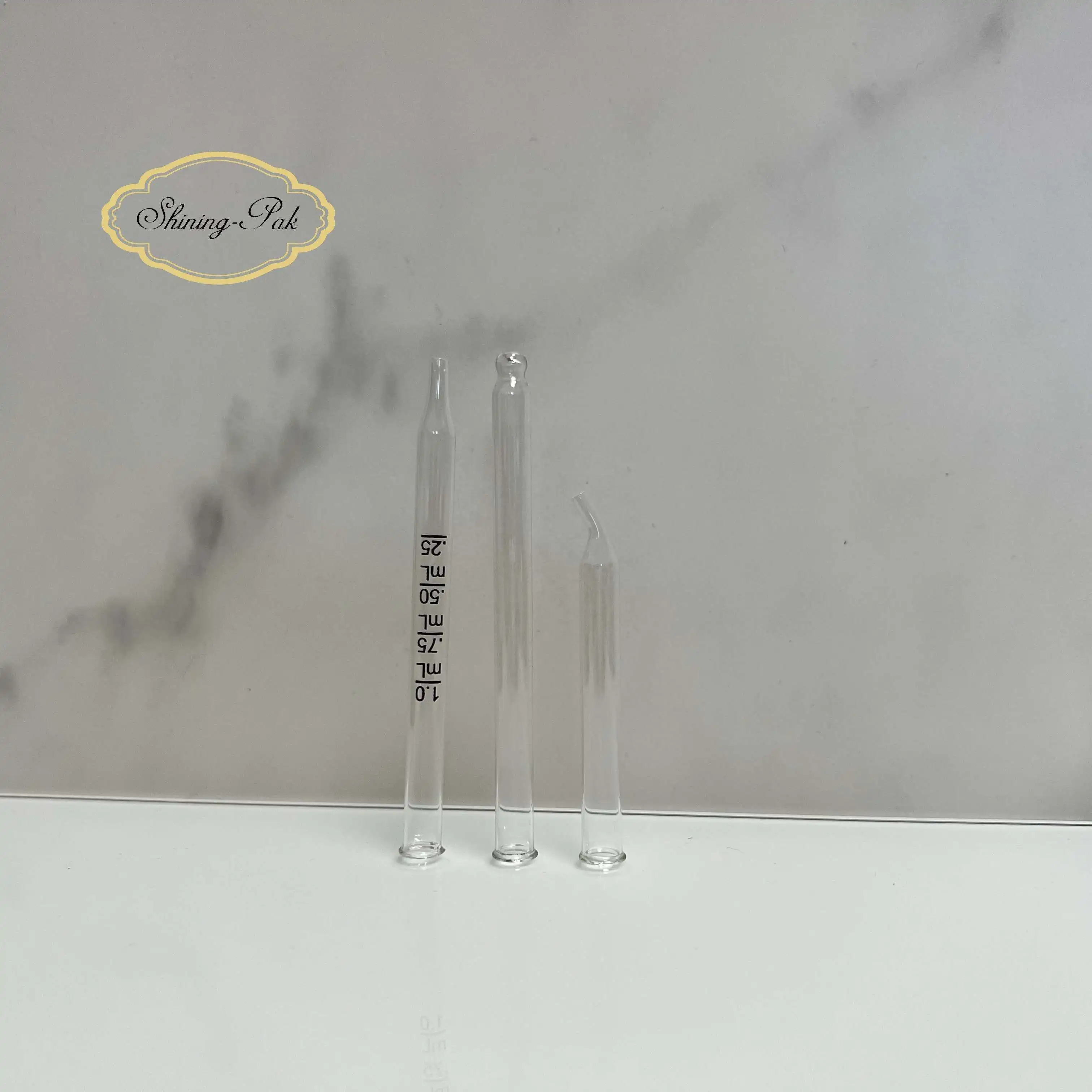 In Stock 18/410 Shiny Gold Cap Frosted Rubber Glass Pipette Aluminum Dropper