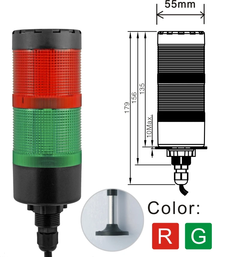 ELEWIND 55mm 2 Layer LED Signal Warning Tower Light (YWJD-55A-2)