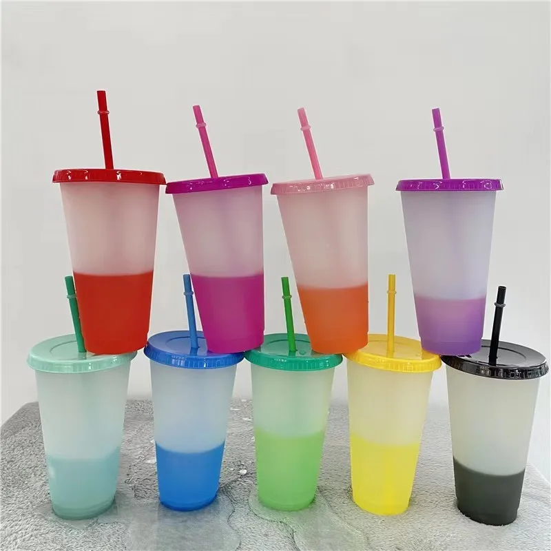 color changing plastic cup cup with lid and straw color changing cup
