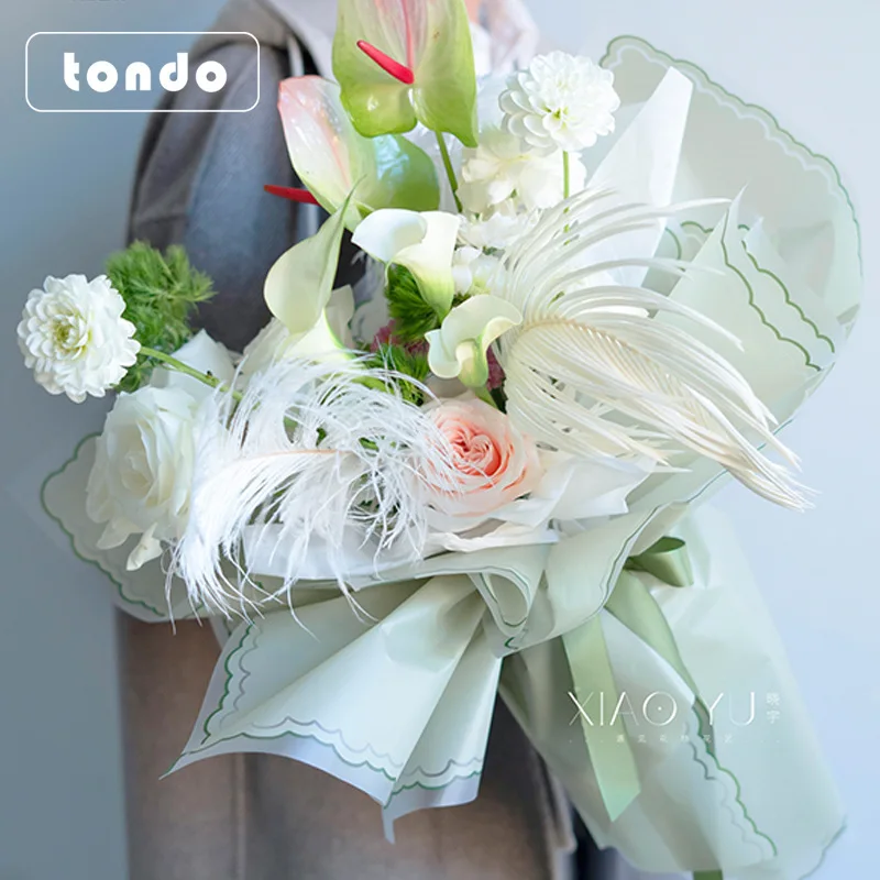 58x58cm flower wrapping paper small handkerchief jelly film lace edge mist paper waterproof bouquet wrapping paper