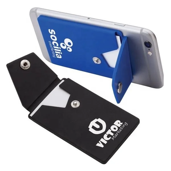 Силиконовый телефон с напечатанным логотипом на заказ безопасная защелкивающаяся кнопка карман подставкой идеально подходит для хранения идентификационных карт и