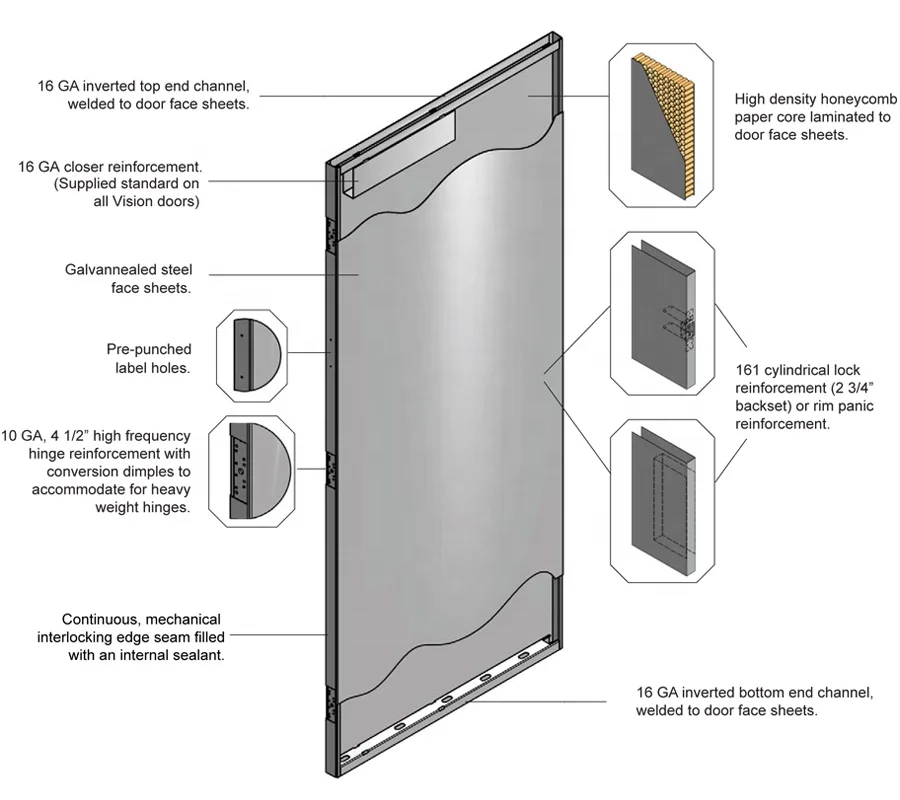 UL Factory Hot Sales 2 hours Entrance Metal Exterior single Double Doors Front Fancy Metal fire rated Doors Fire Proof Door
