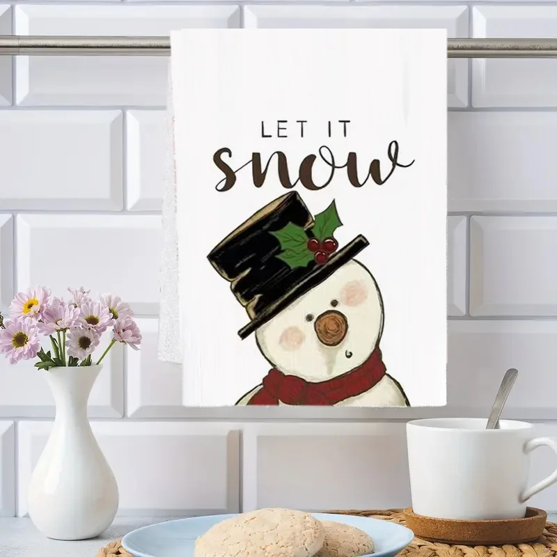 Wholesale printed Christmas tea towel Home Waffle table mat Microfiber Christmas gift Kitchen towel