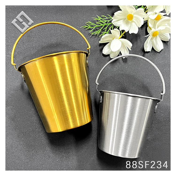 Wholesale Price Champagne Ice Bucket Beer Bucket 304 Stainless Steel Snack Pail Fried Chicken Bucket