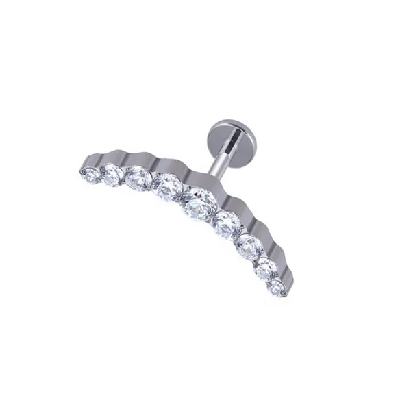 ASTM F136 титана 16G губы шпильки CZ Кластера Серьги для пирсинга с внутренней резьбой Лабрет Медуза Кольцо из нержавеющей стали Монро