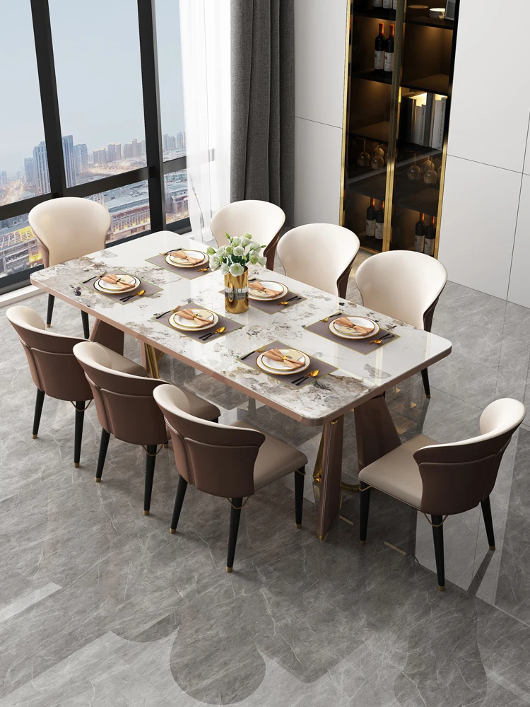dinning room furniture stainless steel leg sintered stone dining tables set with 8 10 seater chairs