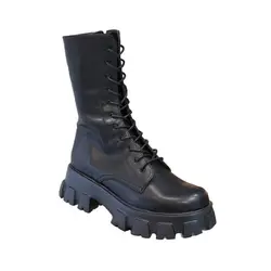 New Mid Calf Boots Women Autumn Winter Fashion Lace-up Zipper Boots Sports Platform Heel Ladies Shoes