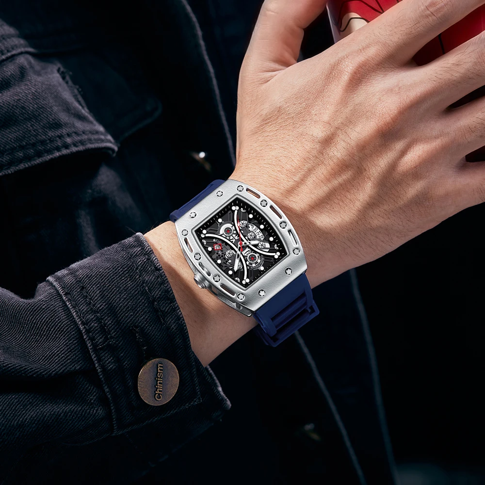 Relogio Masculino Mini Focus MF0420G Original Brand Luxury Men Wrist Watches Waterproof Fashion Quartz Tonneau Watch