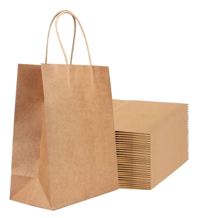Wholesale Brown Kraft Paper Bag Accept Custom Printing Fast Food Take Away Twisted Handle Shopping Bag