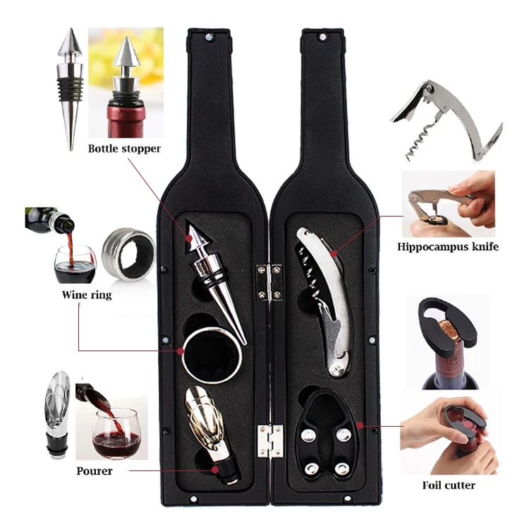5 шт. набор аксессуаров из нержавеющей стали, набор инструментов для вина с подарочной коробкой