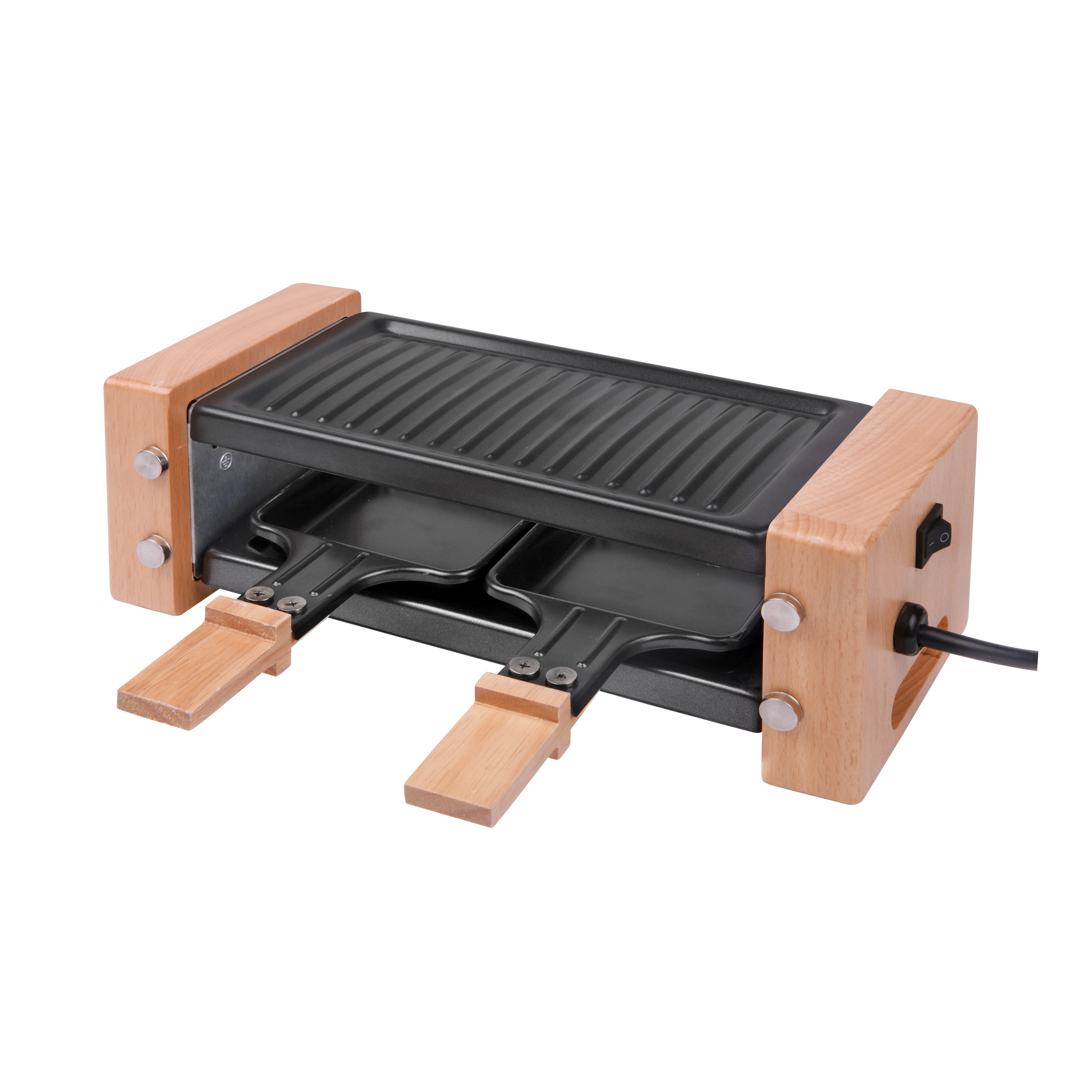 Mini raclette Grill  wood handle  real wood handle nature wood grill