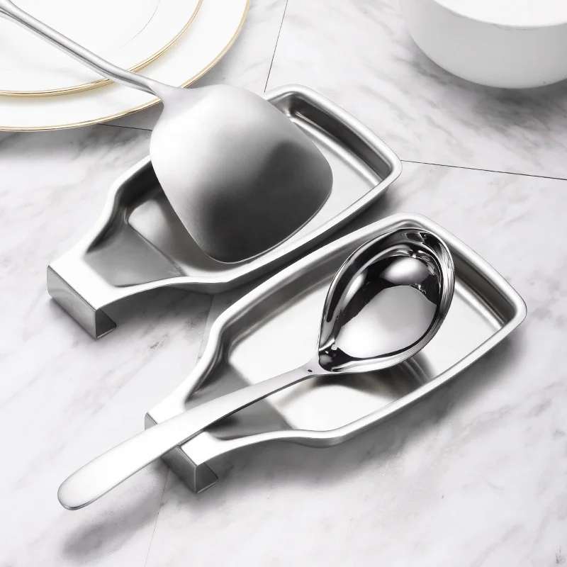 Durable silver 18/8 stainless steel utensil spoon rest for kitchen