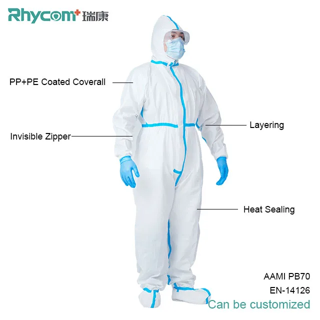 
Rhycom 65G Disposable Coverall Anti-Virus Sterile Disposable Safety Suit With Shoe Cover 