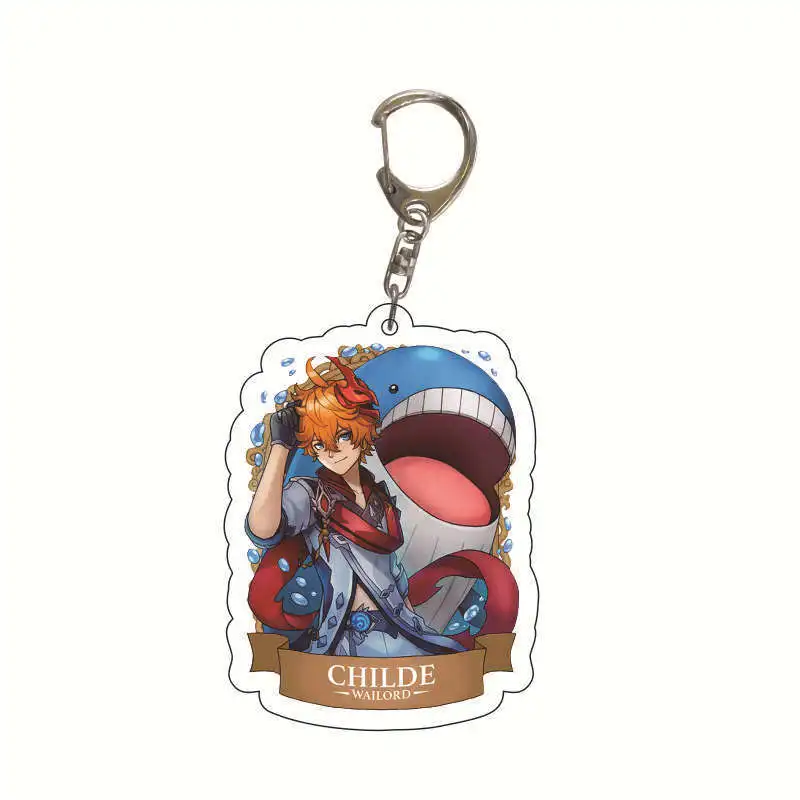 Creativity Design Print Pictures Students Schoolbag Acrylic Accessories Genshin Impact Game Cosplay Two-sided Keychain