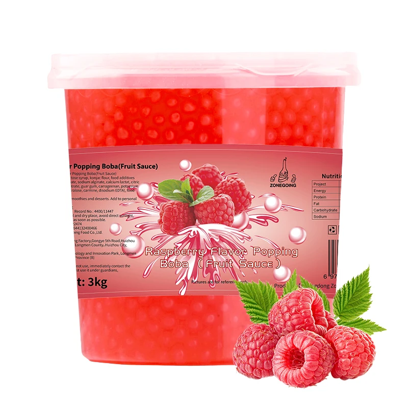 explosive and bouncy 3kg raspberry tapioca tea boba for bubble milk tea drinks and desserts materials