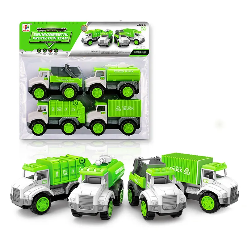 Hot Sale Inertial Vehicle Green Friction Vehicles Children Toys Car Garbage Truck Toy