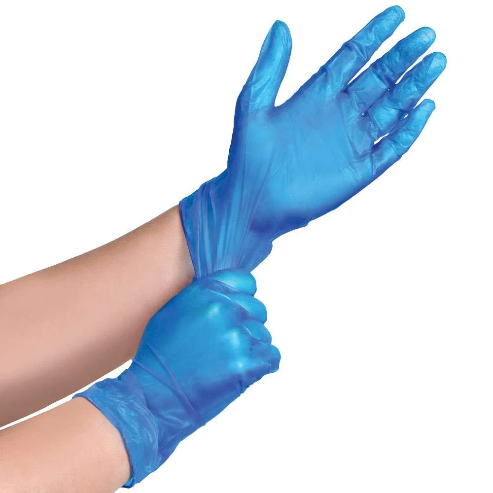 Blue Vinyl Gloves Disposable Examination Gloves Powder Free PVC Blue Vinyl Gloves