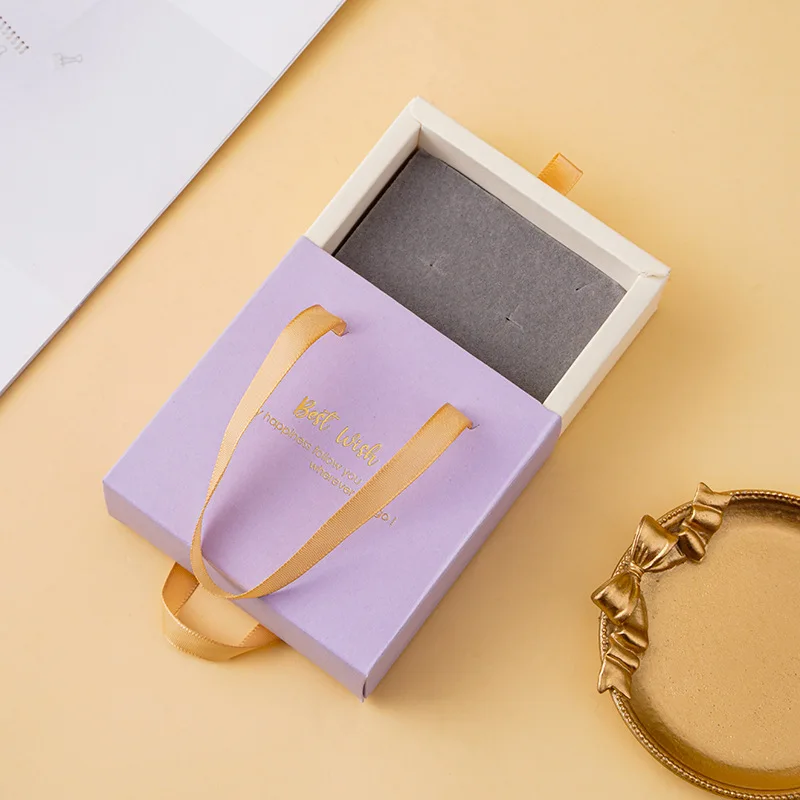 Custom logo printed jewelry necklace drawing box package slide drawer paper box for jewelry packaging