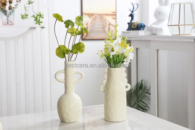Modern tabletop ceramic vase tall floor vases decorative flower ceramic vases with ear handles
