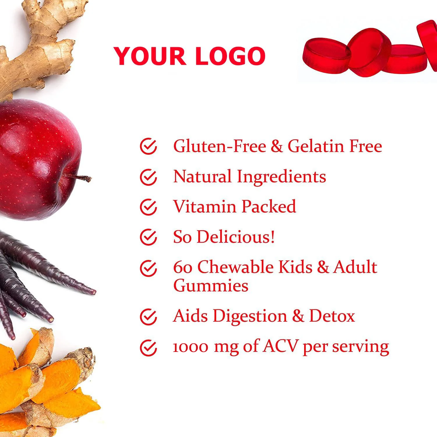 Organic 6000 mg Beet Root Gummies With Black Pepper To Booster Cleanse & Circulation