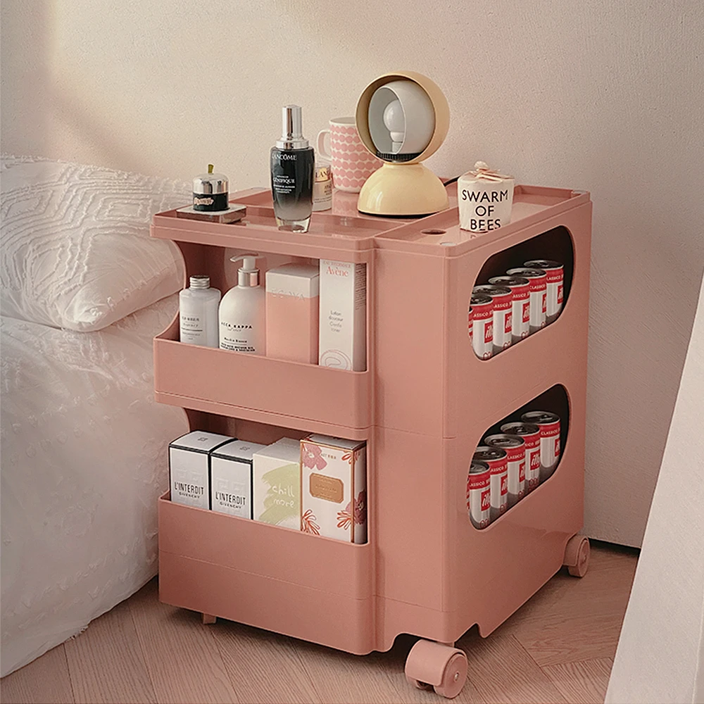 Beauty storage movable wheel basket rack trolley cart 2 tier organizer