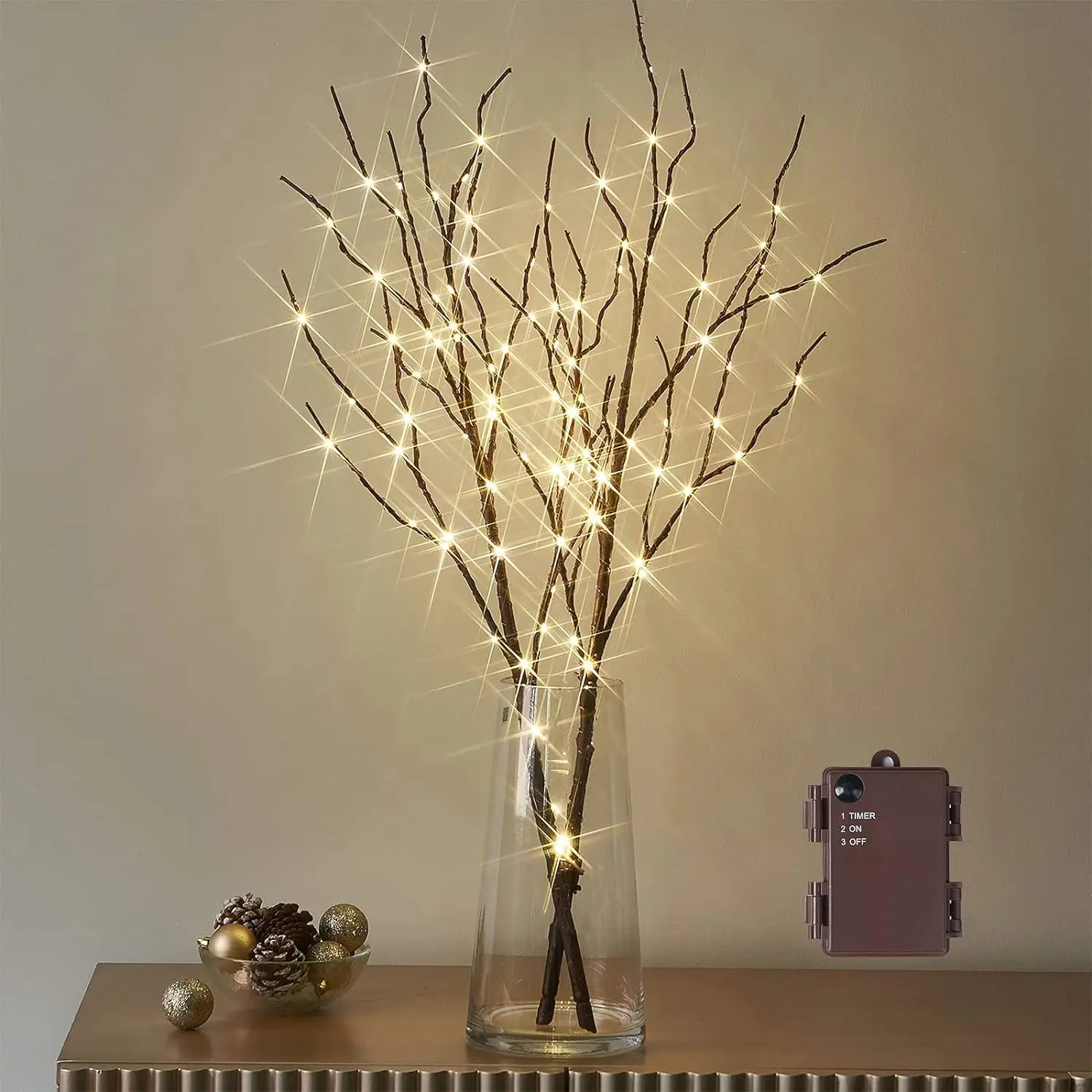 Battery power with timer Lighted Branch Willow Twig Branches with Fairy Lights for Home Bedroom Fireplace Holiday Decoration