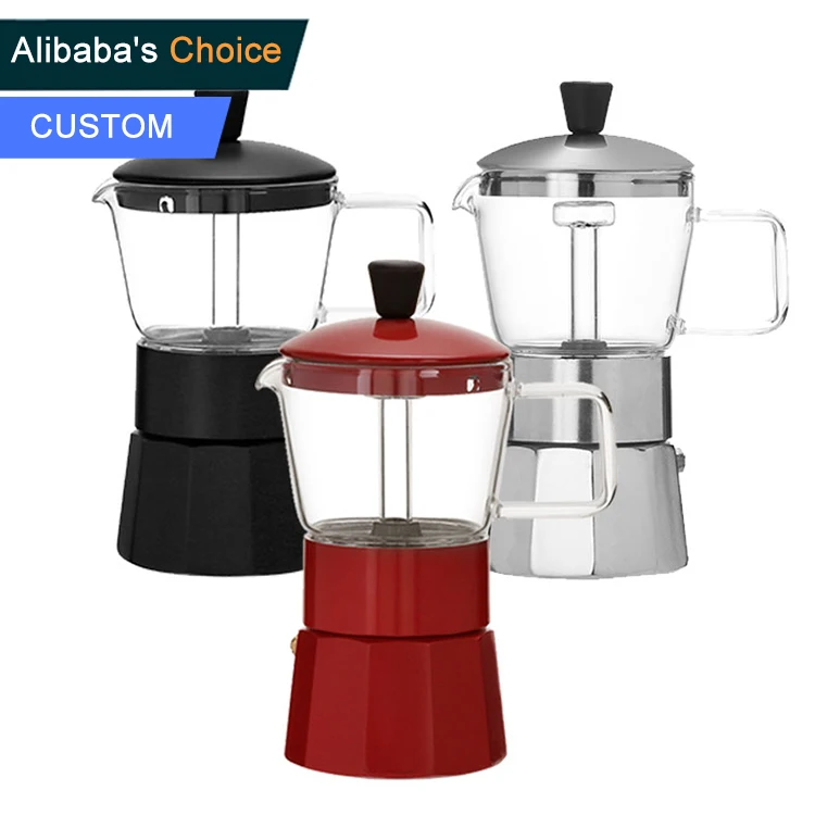 Certification LFGB heat resistant durable aluminum mini portable coffee maker