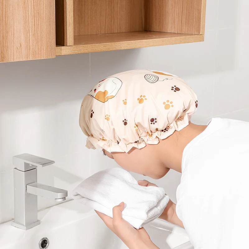 luxury double layer shower cap Waterproof Shower Cap Bath Cap