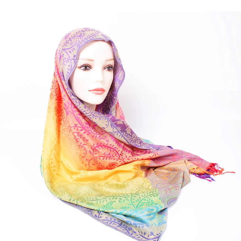 Hot Sale Gradient Chiffon Silk Scarf Ladies Rainbow Georgette Tulle Scarves for Women