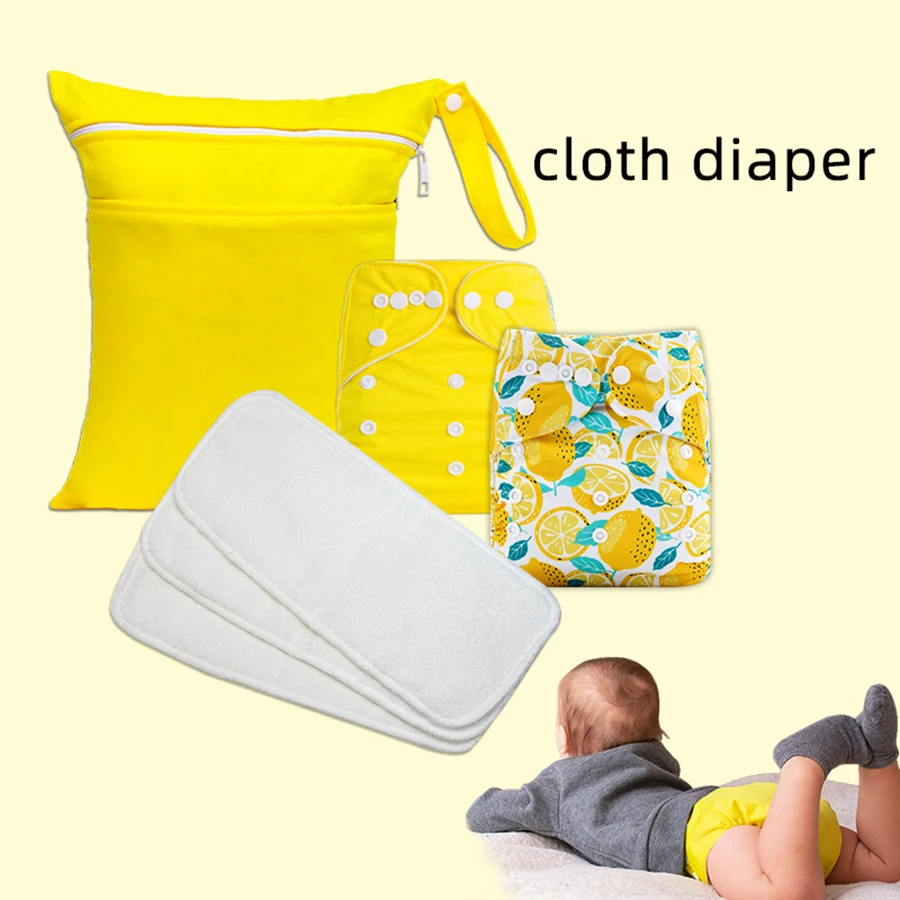 2 Cloth Diaper Covers &3pcs Microfiber inserts &1 Wet Dry Bag Washable Reusable Cloth Diaper Sets with Wet Bag
