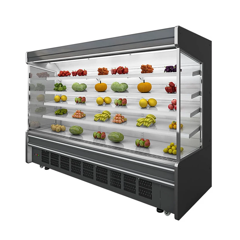 Built In System Multi Deck Open Chiller Soft Drink Fridge Open Display Cooler