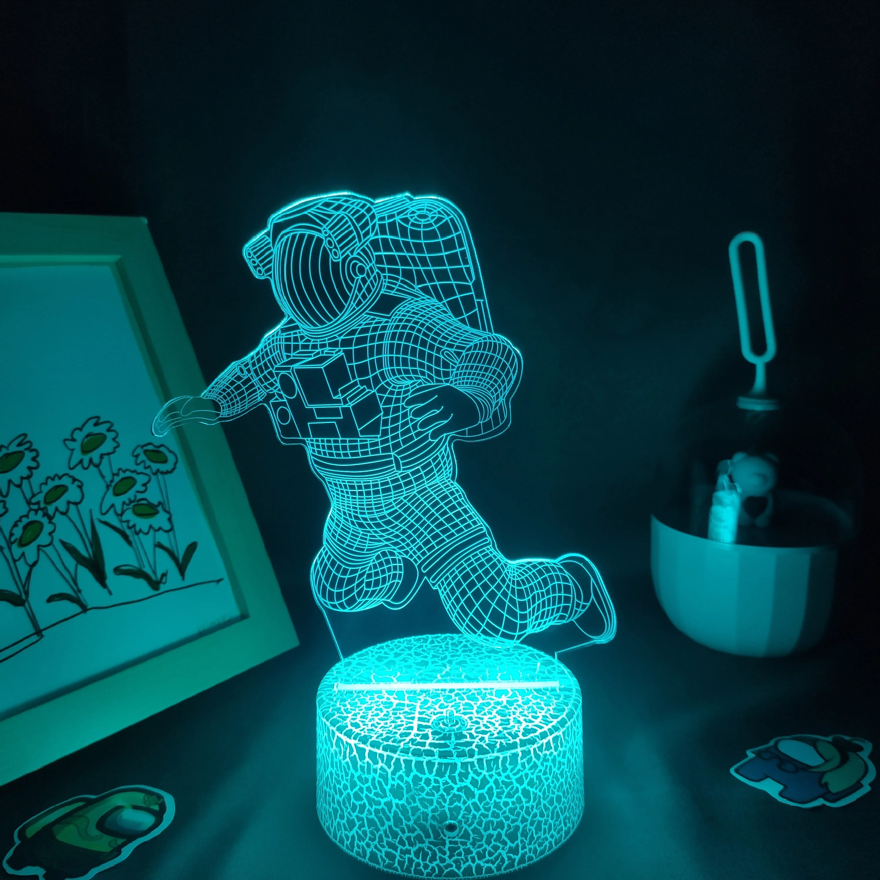 3d астронавт Иллюзия 7 16 меняющихся цветов сенсорный Настольный светильник Светодиодная авиационная декоративная ночник с Usb-кабелем