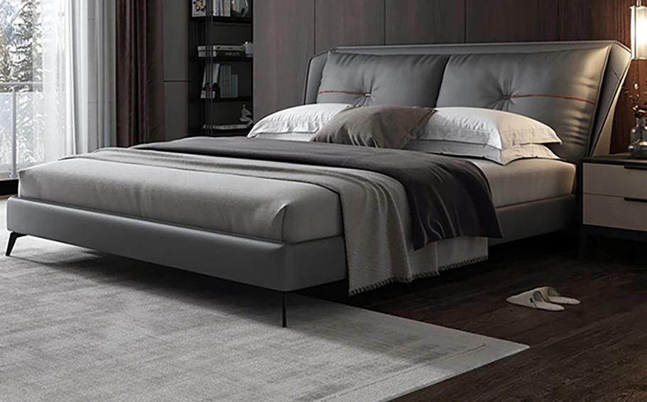 2021 best selling leather headboard bed modern leather bed white leather back bed design