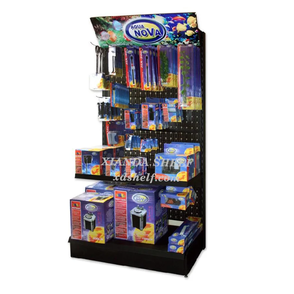 Factory tools stand Garden Center standing wall aquarium water product display shelves display rack with logo sign