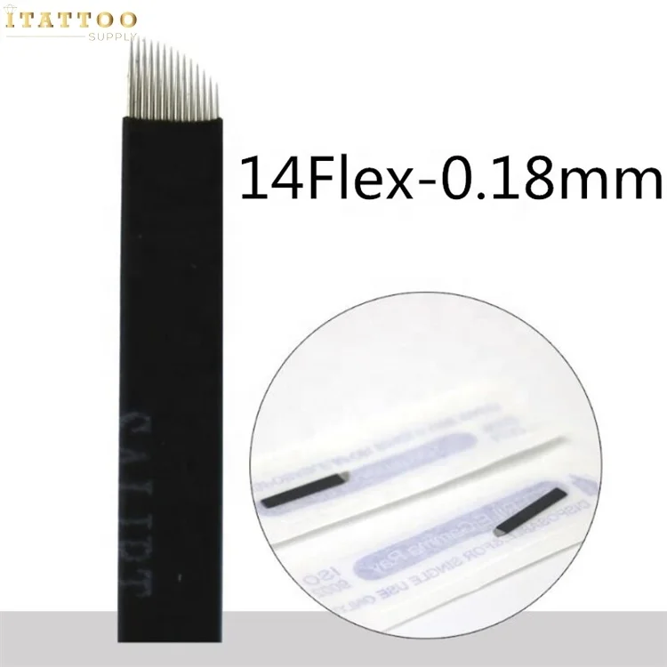 Private Label  0.18 mm Sharpest 304 Stainless Steel Microblading Needles Blades Black Cover  Eyebrow blade microblading