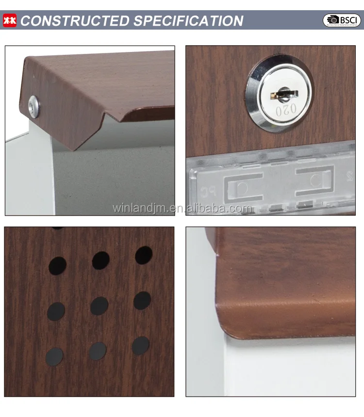 Modern Outdoor Apartment Decorated With Durable Galvanized Sheets With Wood Grain Effect Mailboxes