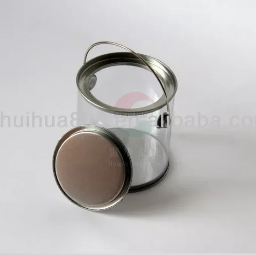 Clear PVC Plastic Bucket Containers With Metal Lid Recyclable Round Pattern for Paint Usage or