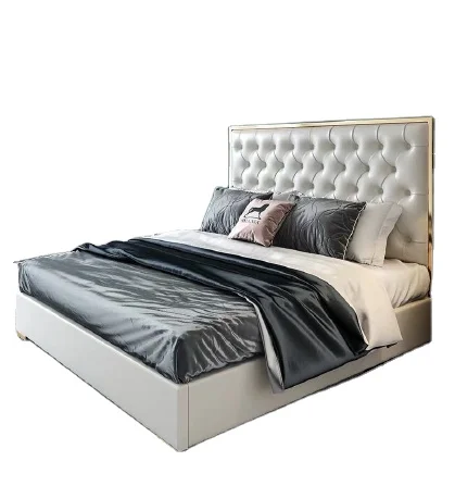 Hotsale luxury cartoon microfiber leather wooden furniture double metal beds Luxurious wingback for bedding set