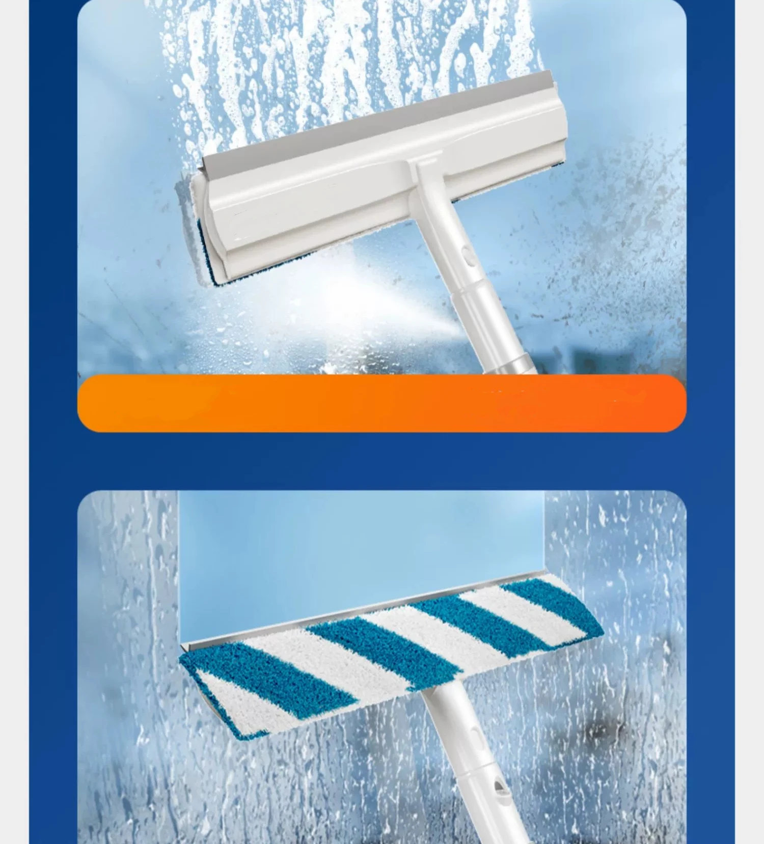 Professional Window Squeegee - Multi-Use Window Cleaner Tool - Window Washing Kit for Shower Glass Door, Car Windshield