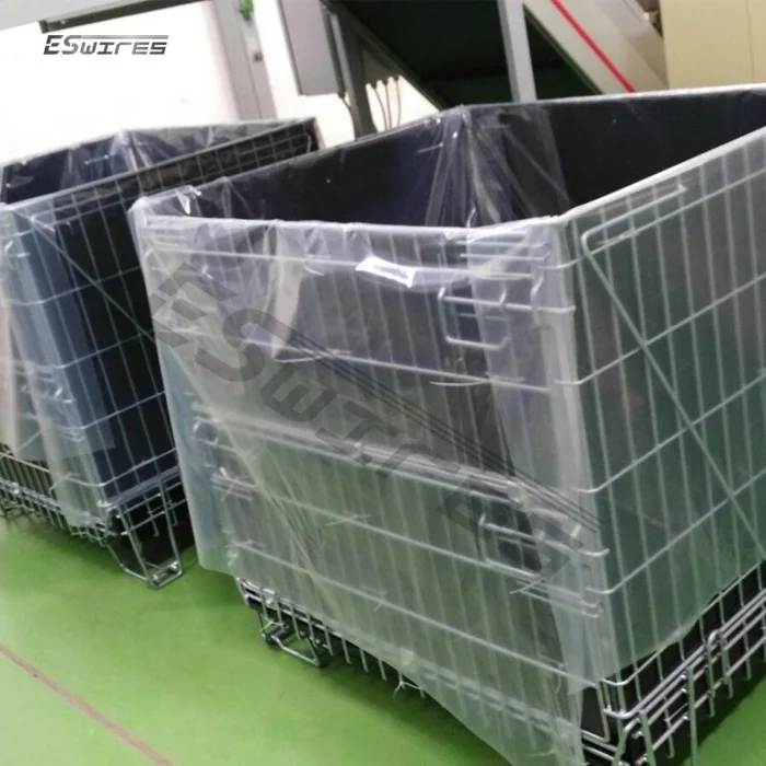 Customized Warehouse Stackable Storage Galvanized Durable Metal Steel Folding Mesh Baskets