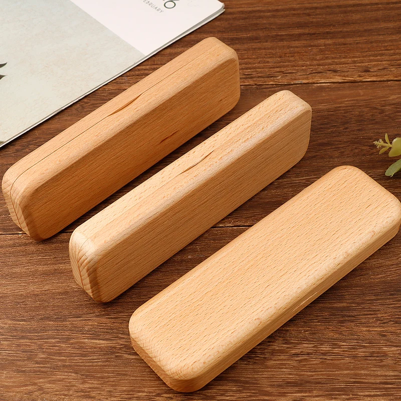 Wooden pen box  single and double  clamshell  student stationery  box office  gift packaging box
