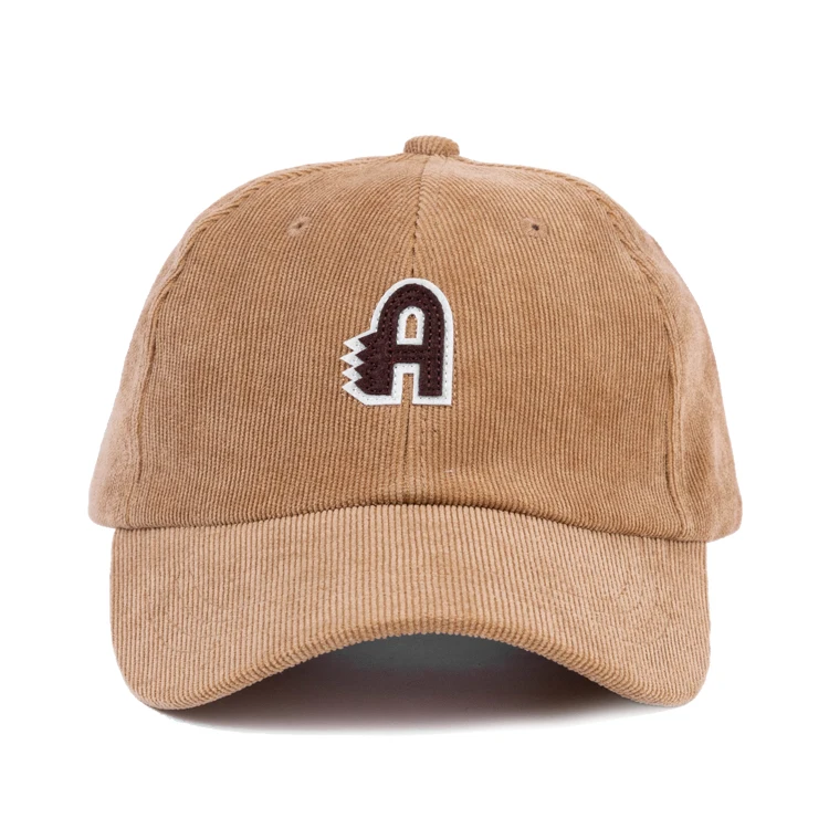 Corduroy Dad Caps Suede Dad Hat Caps Breathable Felt Patch Khaki Unstructured Baseball Cap Unisex Cotton Twill Adjustable