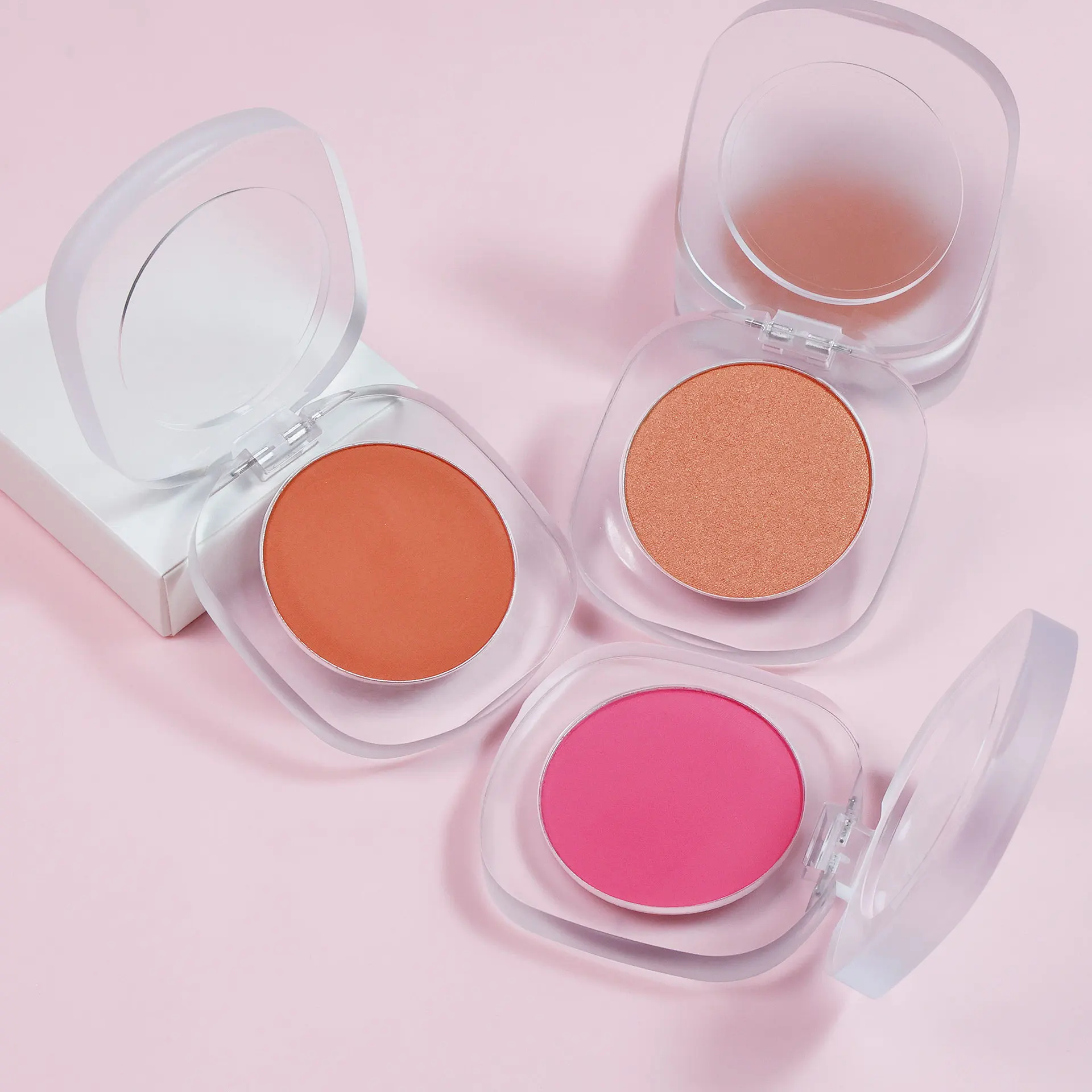 Ultra-fine silk blush pink logo highlights natural blush nude powder matte light dark blush plate