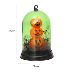 Wholesale Halloween Bell Jar Lamp Decoration Scary Halloween Bell Jar With Led Lights Pumpkin Skull Cat Candle Lantern