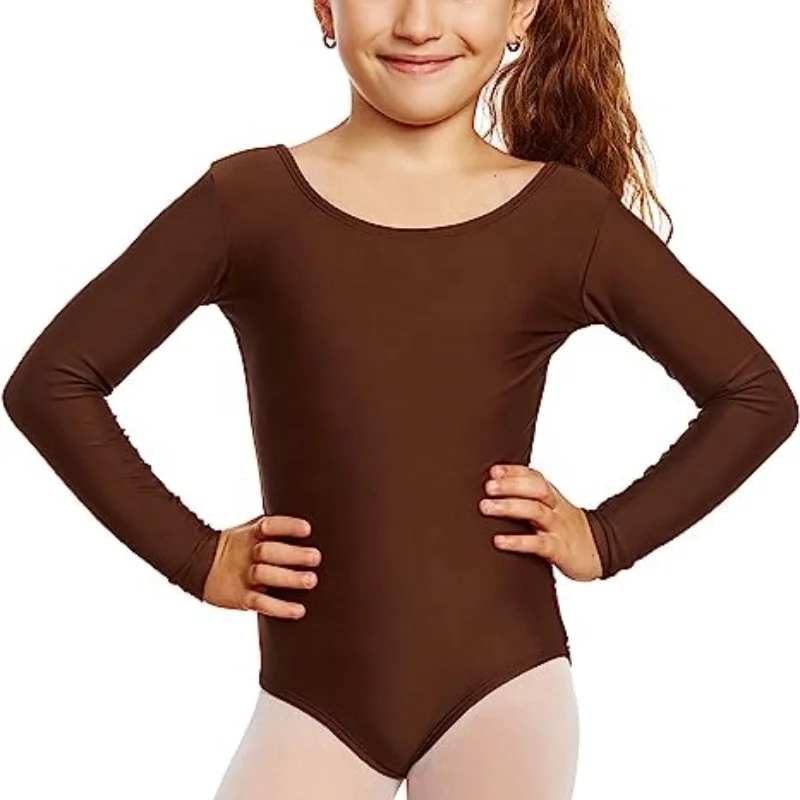 Gymnastics Leotards For Girls Basic Long Sleeve Ballet Dance Leotard (2T-14 Years) Variety of Colors