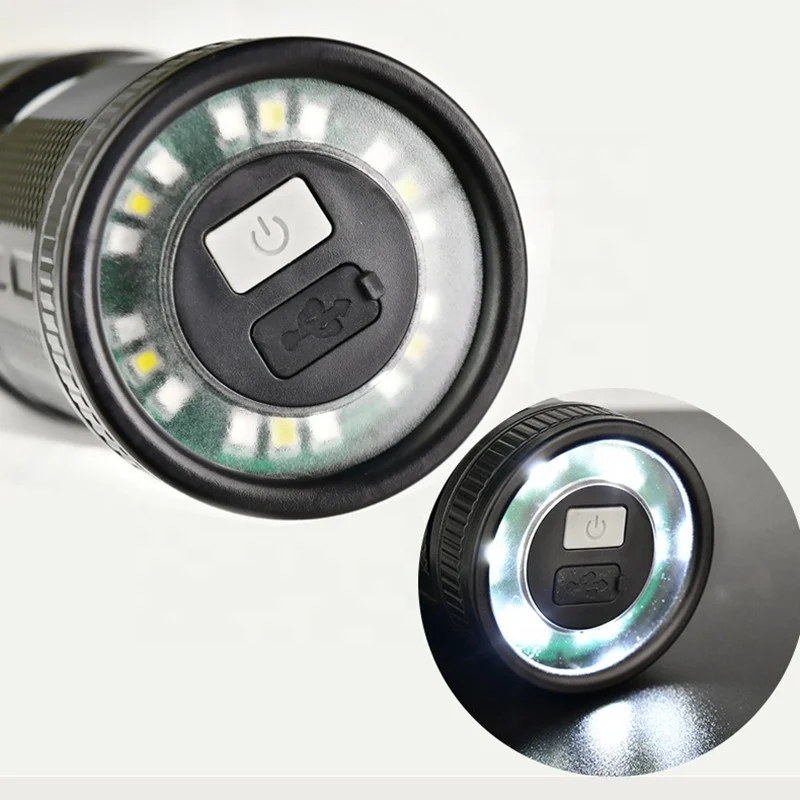 Biumart High Lumen Zoomable Tactical Flashlight Outdoor Portable Multi-function Rechargeable Flashlights Torches