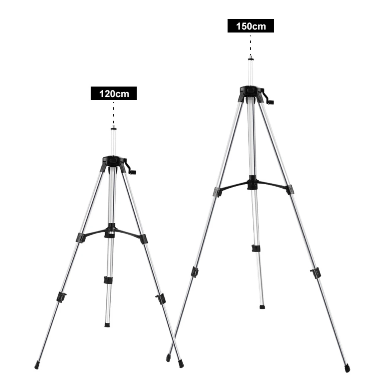 Telescopic Aluminum Alloy Laser Level Tripod Professional with Bubble Level and 3 Adjustable Elevator Legs, 1.2M 1.5M, Sliver
