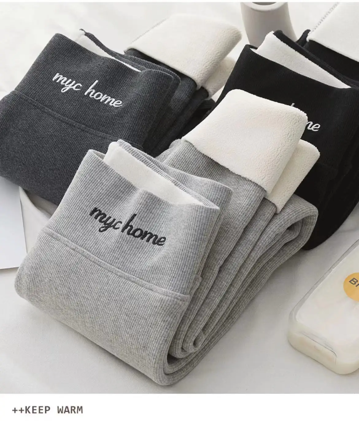 Winter Thick 350/450g Cashmere Warm Elastic Tights High Waist Slim Body Fuzzy Fleece Women Leggings