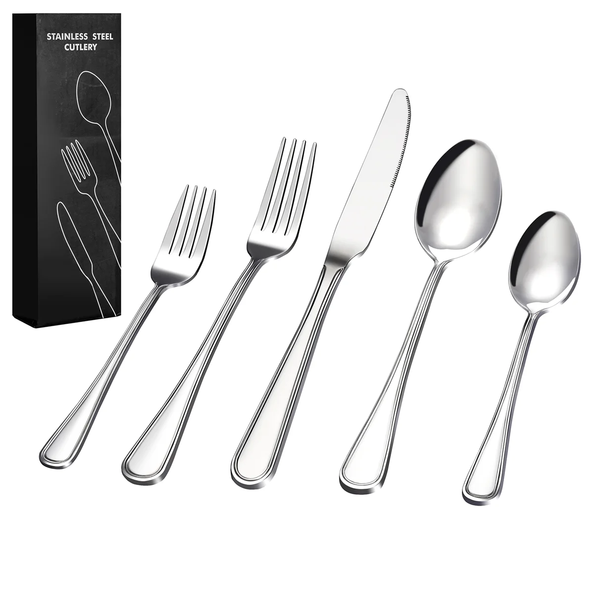 Premium stainless steel dinner fork knives spoon combo silverware flatware sets western restaurant 20pcs cutlery set