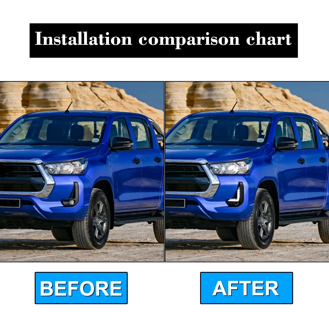 Car Headlight Front Flash Lights Fog Light LED DRL Daytime Running Light for Toyota Hilux Revo Rocco 2020 2021